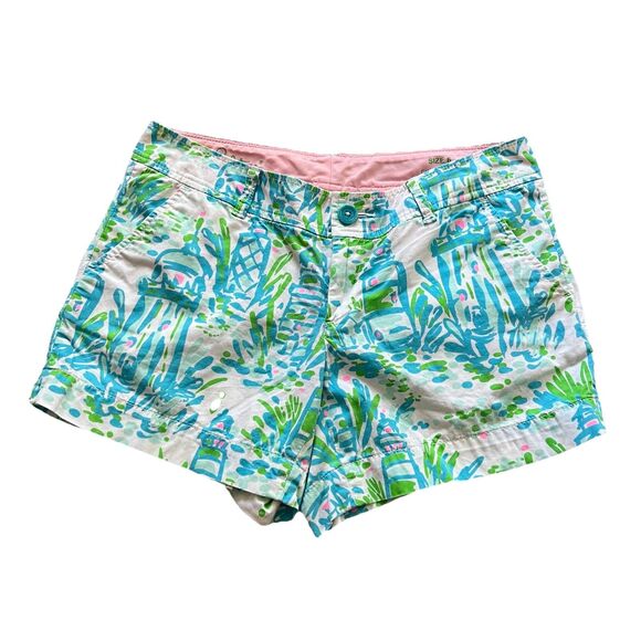 Lilly Pulitzer Pants - Lilly Pulitzer Shorts Women’s 6 Callahan Chino Green Blue High Beams Lighthouse